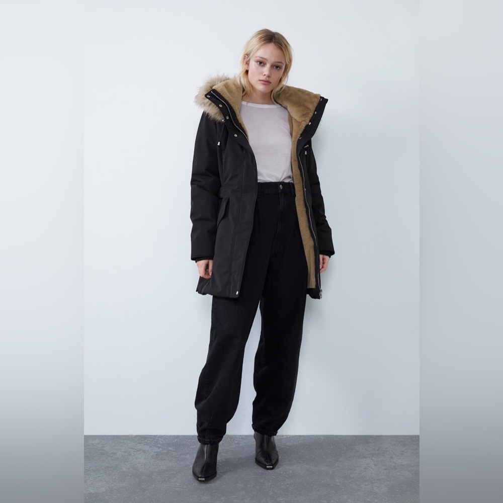 ZARA SORONA DUPONT PUFFER COAT PARKA JACKET XL NWT